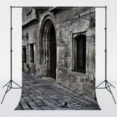 Gray Stone House Street Architecture Backdrop - Layoris